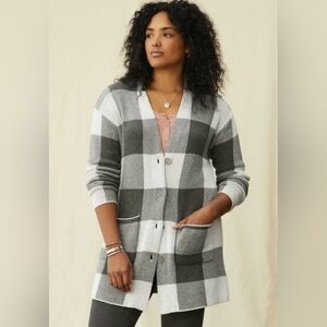 Matilda Jane Gray and Cream Buffalo Check Plaid Cardigan Women's Size XS